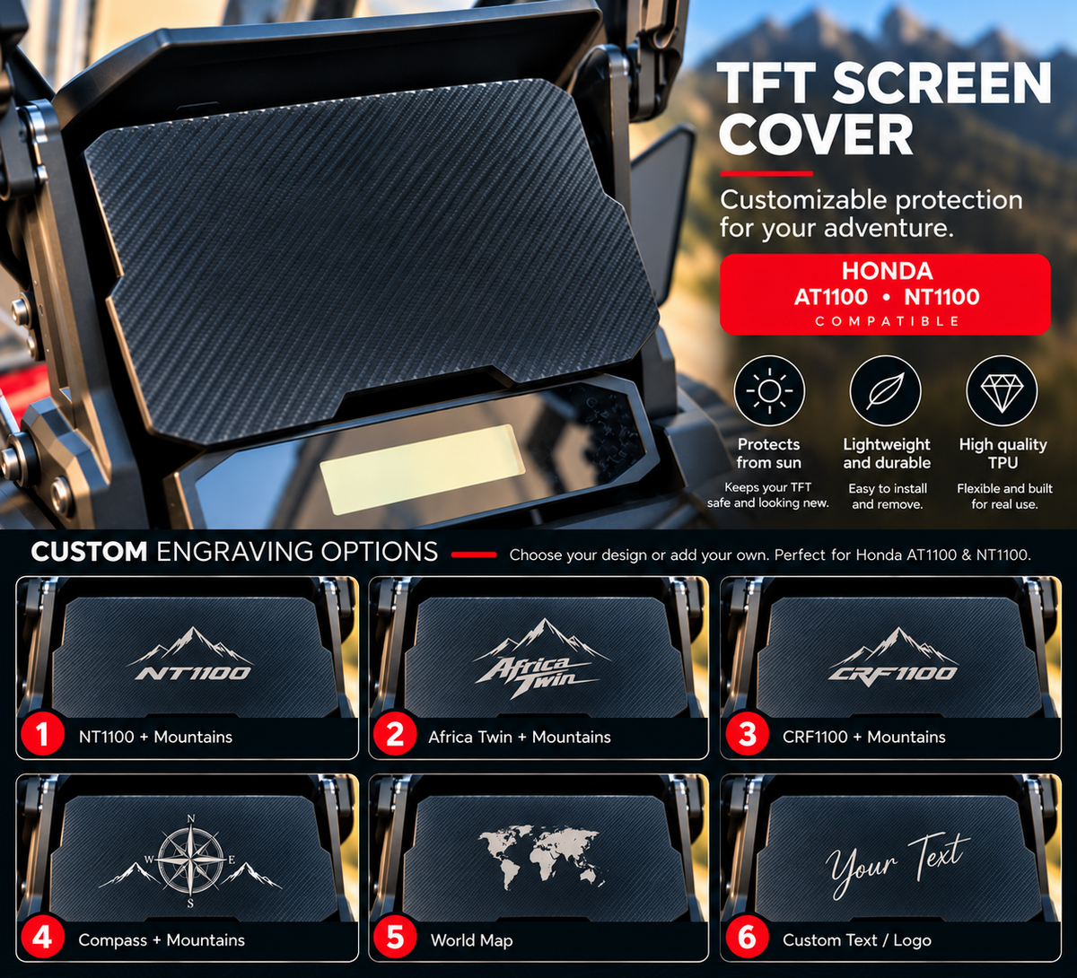 Honda Africa Twin 1100 & NT1100 – Customizable TFT Screen Cover