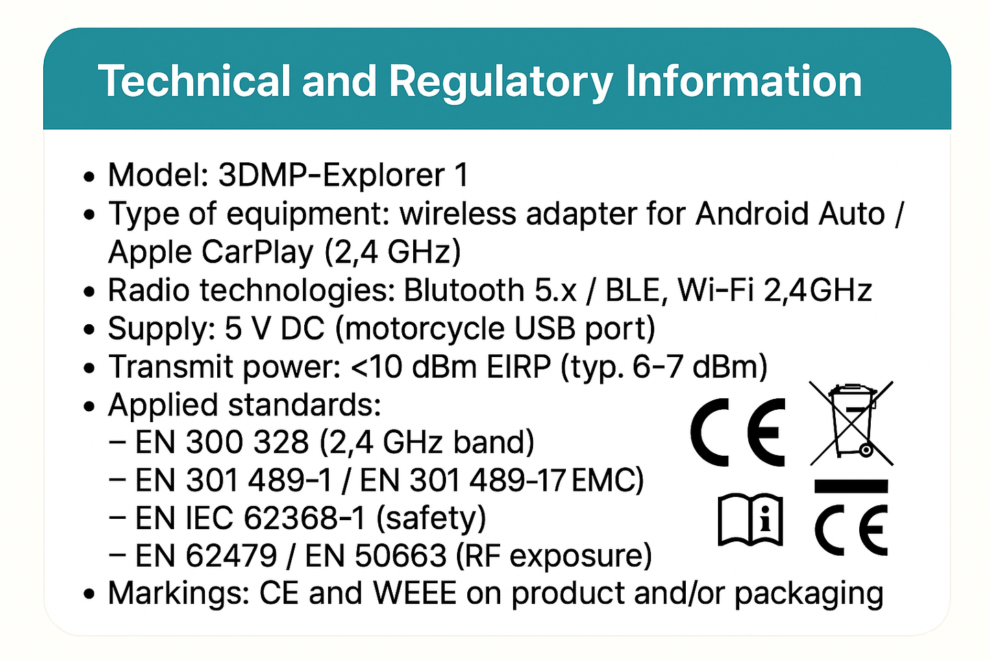 3DMP-Explorer 1 Wireless Dongle for Honda AT/NT1100