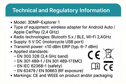 3DMP-Explorer 1 Wireless Dongle for Honda AT/NT1100